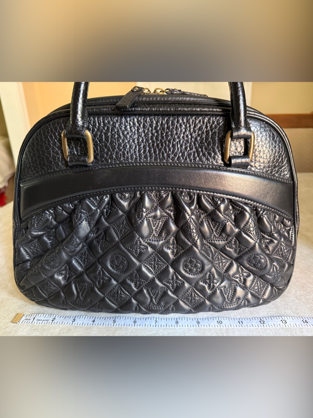 Louis Vuitton Black Quilted Monogram Top Handle Satchel - Picture 12 of 14